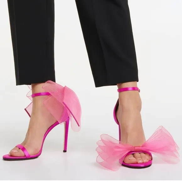 Vertundy Women's Bow Stiletto High Heel in fuchsia ￼
