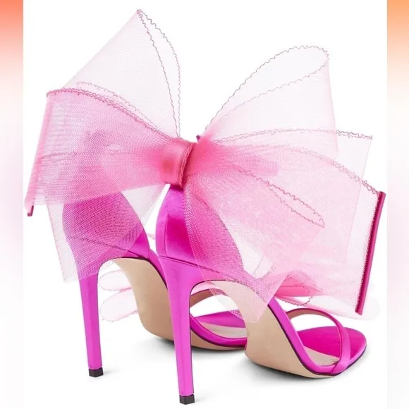 Vertundy Women's Bow Stiletto High Heel in fuchsia ￼