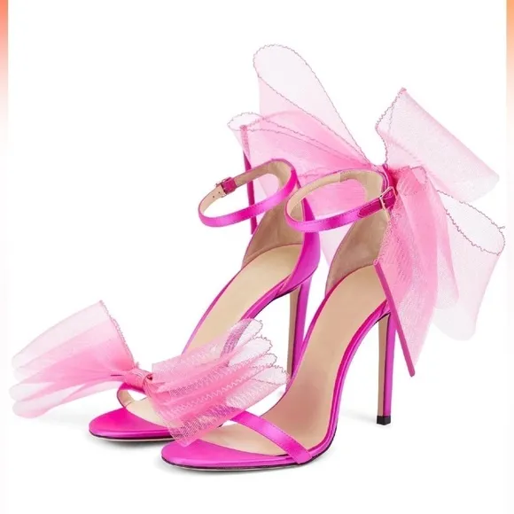Vertundy Women's Bow Stiletto High Heel in fuchsia ￼