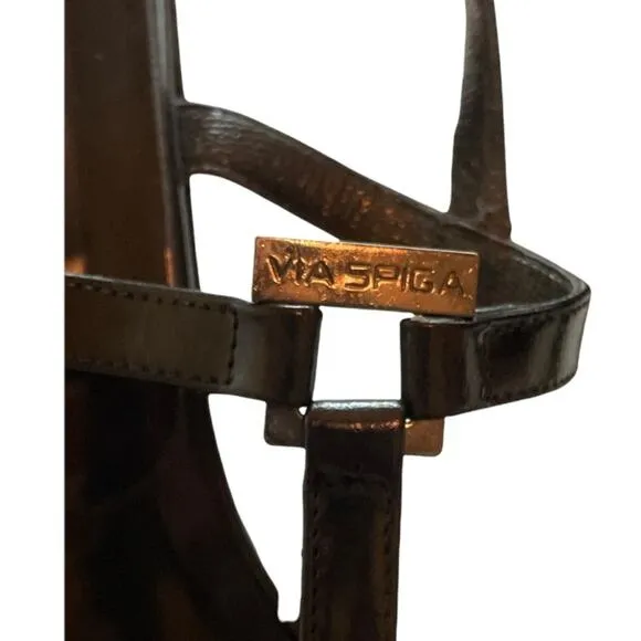 Via Spiga Black Leather Strappy Square toe Sandals Slingback 7.5N