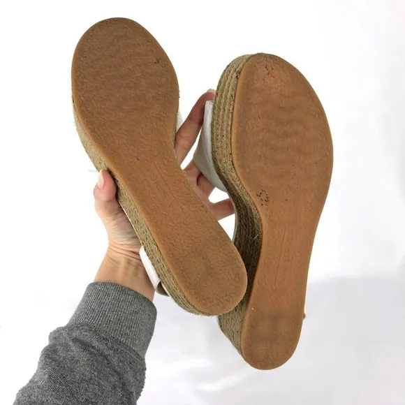 Via Spiga Nemy Platform Sandals White Leather Strappy Espadrille Ankle Strap 8.5
