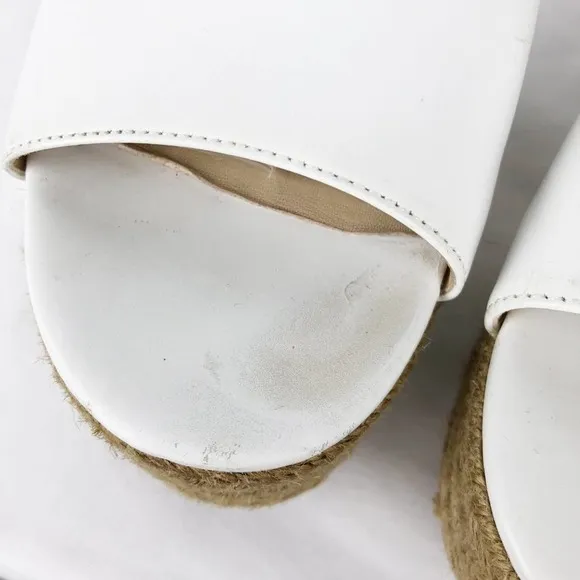 Via Spiga Nemy Platform Sandals White Leather Strappy Espadrille Ankle Strap 8.5