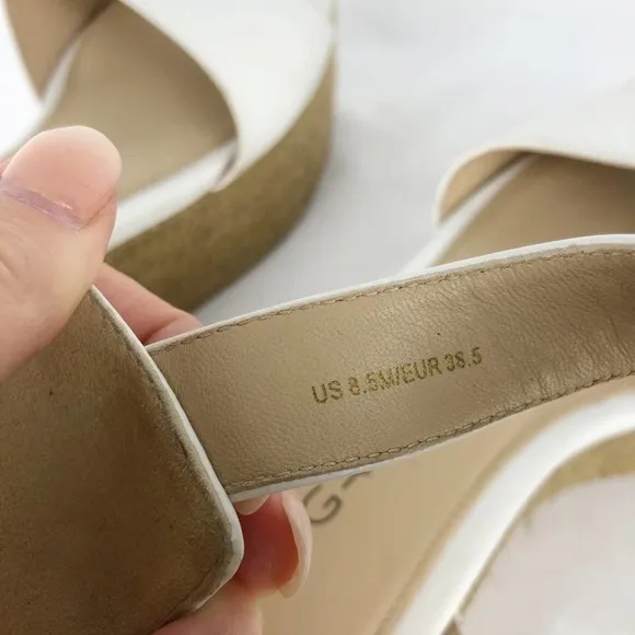 Via Spiga Nemy Platform Sandals White Leather Strappy Espadrille Ankle Strap 8.5