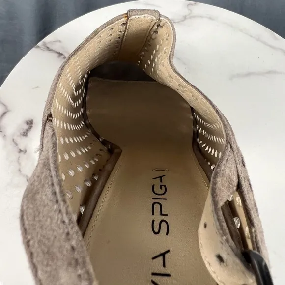 VIA SPIGA Tasa Perforated Lug Sole Slingback Heels Sz 9.5: NWOT