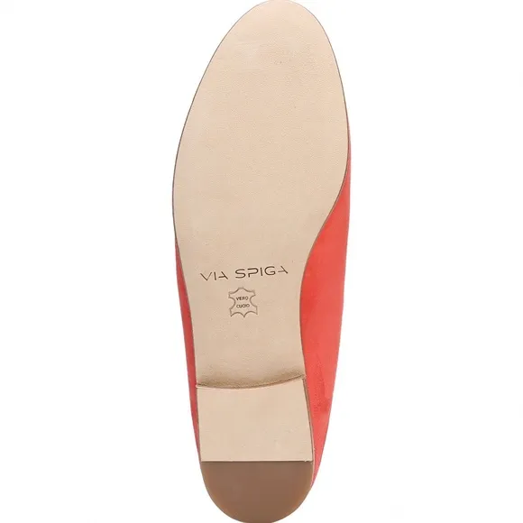 Via Spiga Yeo Red Apricot Suede Loafer Flat Heel Mule Leather Fashion Shoes 7