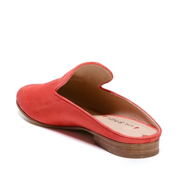 Via Spiga Yeo Red Apricot Suede Loafer Flat Heel Mule Leather Fashion Shoes 7