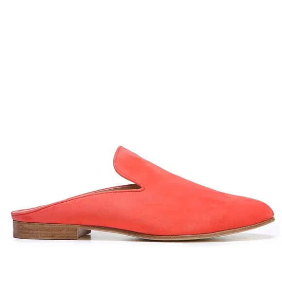 Via Spiga Yeo Red Apricot Suede Loafer Flat Heel Mule Leather Fashion Shoes 7