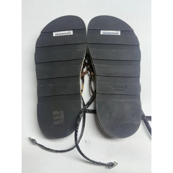 Vic Matiè Reptile Effect Sandals In Black Italy Strappy Size 41 10.5 US New