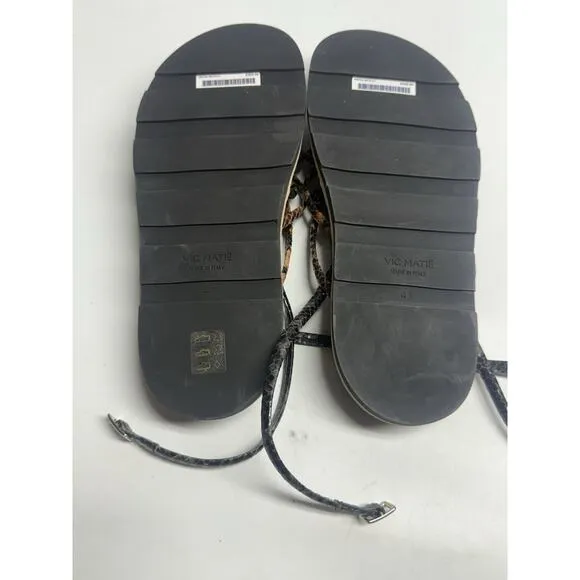 Vic Matiè Reptile Effect Sandals In Black Italy Strappy Size 41 10.5 US New
