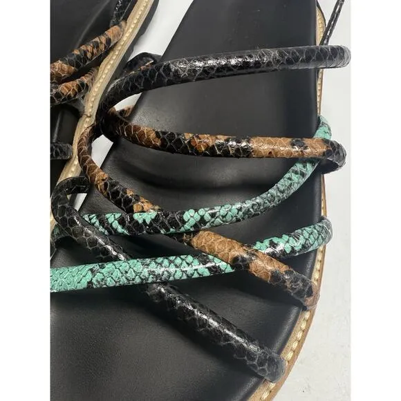 Vic Matiè Reptile Effect Sandals In Black Italy Strappy Size 41 10.5 US New