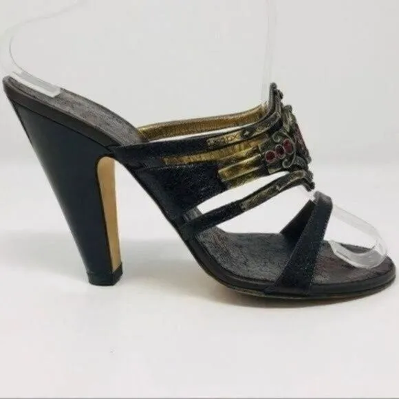 Vicini heels red jeweled copper slip on heels sz 38 BoxC