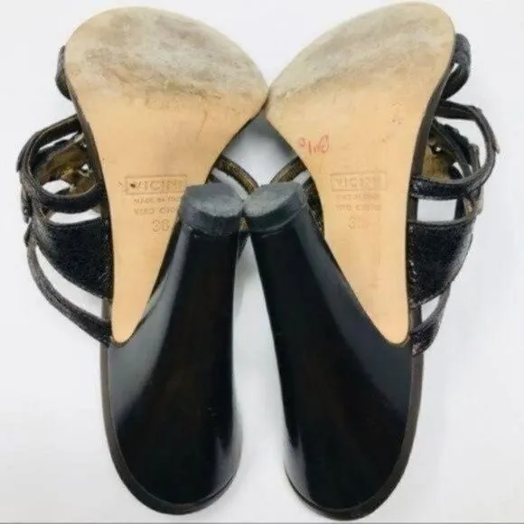 Vicini heels red jeweled copper slip on heels sz 38 BoxC