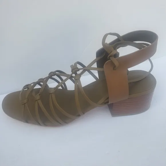 Vince Beaumont Woman's Knotted Leather Gladiator Strappy Sandals Brown Sz 10 M