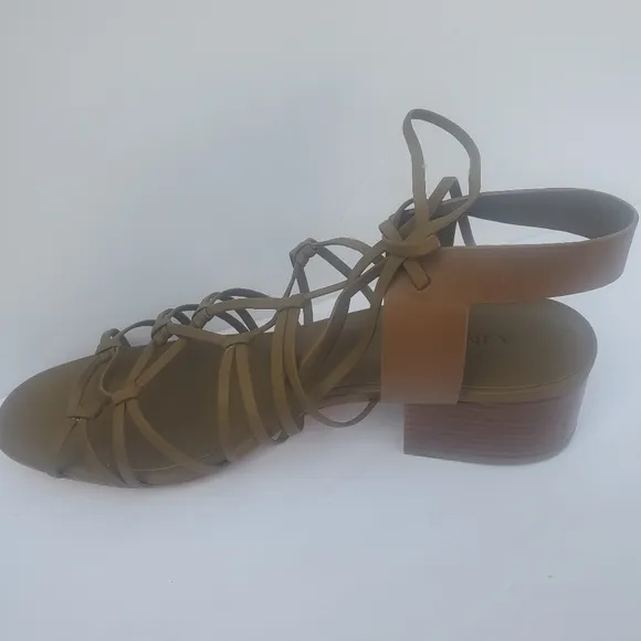 Vince Beaumont Woman's Knotted Leather Gladiator Strappy Sandals Brown Sz 10 M