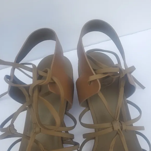 Vince Beaumont Woman's Knotted Leather Gladiator Strappy Sandals Brown Sz 10 M