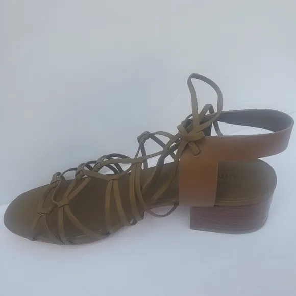 Vince Beaumont Woman's Knotted Leather Gladiator Strappy Sandals Brown Sz 10 M
