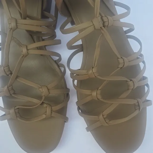 Vince Beaumont Woman's Knotted Leather Gladiator Strappy Sandals Brown Sz 10 M