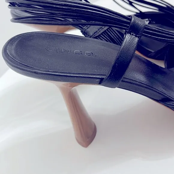 Vince Black Leather Strappy Women's 3.5 Inch Heels Size 9 (40)