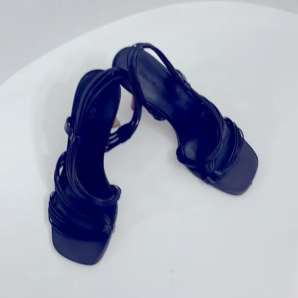 Vince Black Leather Strappy Women's 3.5 Inch Heels Size 9 (40)