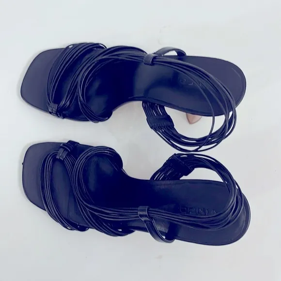 Vince Black Leather Strappy Women's 3.5 Inch Heels Size 9 (40)