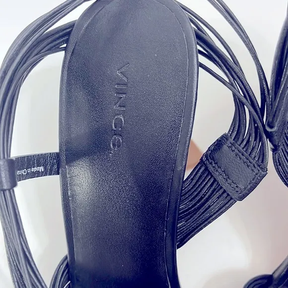 Vince Black Leather Strappy Women's 3.5 Inch Heels Size 9 (40)