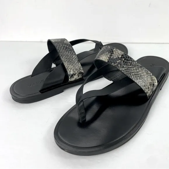 VINCE. Black Snakeskin Flip‎ Flop Thong Sandals