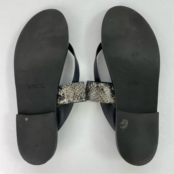VINCE. Black Snakeskin Flip‎ Flop Thong Sandals