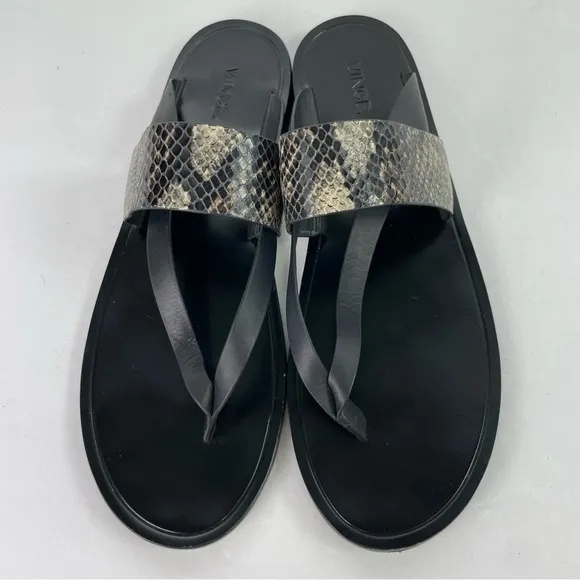 VINCE. Black Snakeskin Flip‎ Flop Thong Sandals