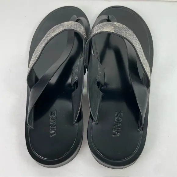 VINCE. Black Snakeskin Flip‎ Flop Thong Sandals