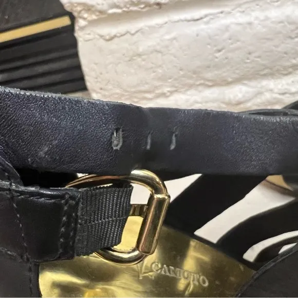 Vince Camuto Black Heeled Leather Sandals