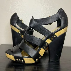 Vince Camuto Black Heeled Leather Sandals