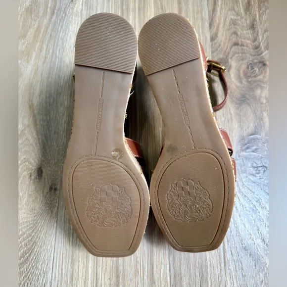 Vince Camuto Linoah Brown Espadrille Wedge Platform Sandals Size 7.5 M NWOT