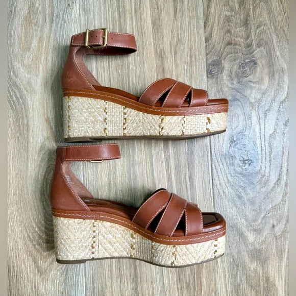 Vince Camuto Linoah Brown Espadrille Wedge Platform Sandals Size 7.5 M NWOT