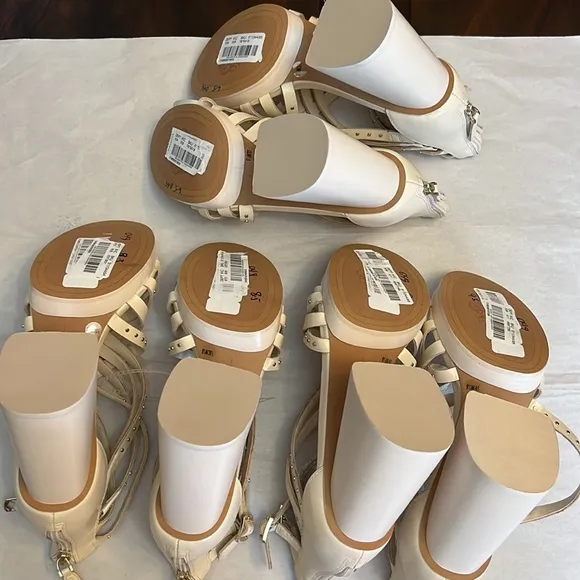 VINCE CAMUTO Nanthie Leather Studded Strappy Platform Sandals In Warm Vanilla