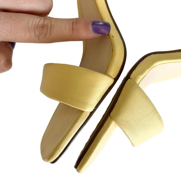 Vince Camuto Women’s Enella Yellow Leather Ankle Strap Sandals Size 5