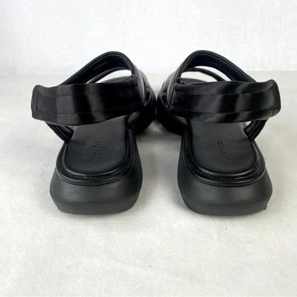 Vince Fresca Satin Strappy Sandals 8.5 Black Sporty Chunky