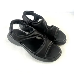 Vince Fresca Satin Strappy Sandals 8.5 Black Sporty Chunky