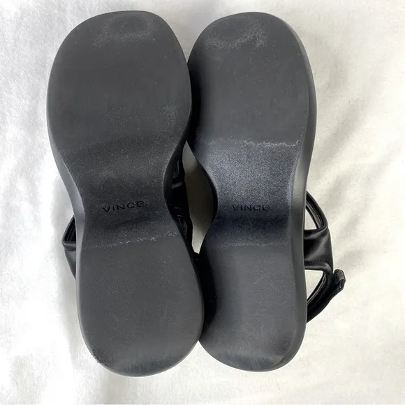Vince Fresca Satin Strappy Sandals 8.5 Black Sporty Chunky