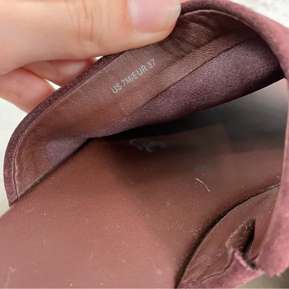 Vince Solana Suede Burgundy Slide-On Platform Espadrille Sandals. 7