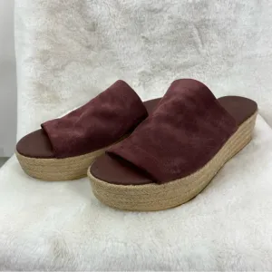 Vince Solana Suede Burgundy Slide-On Platform Espadrille Sandals. 7
