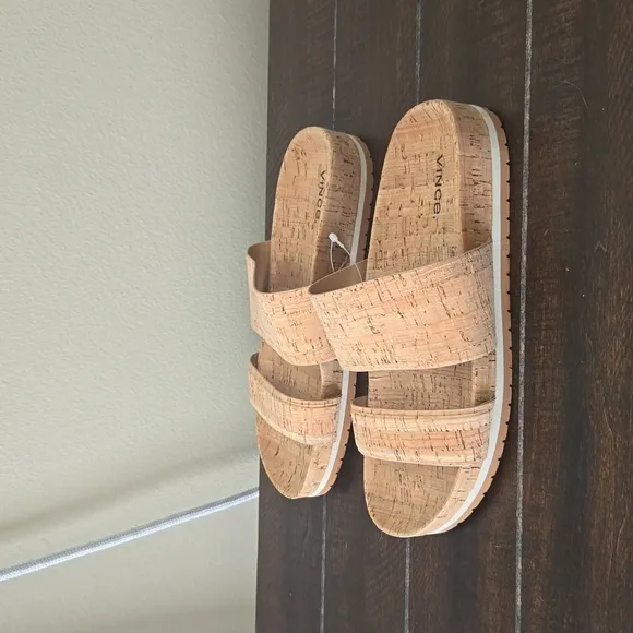 Vince Tan Cork Lightweight Slip On Sandals Size 8.5