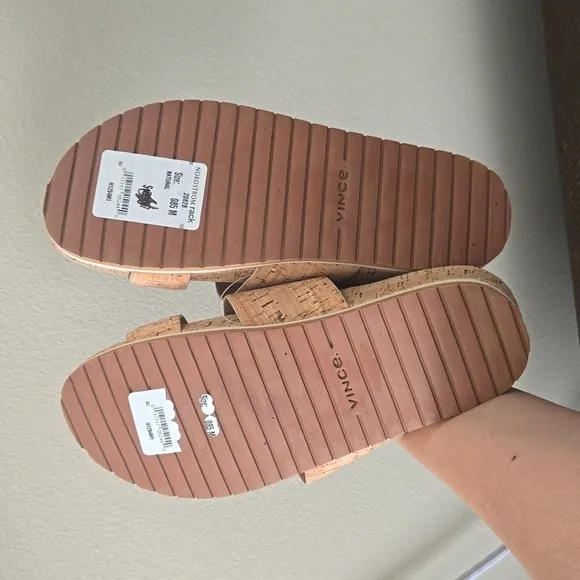 Vince Tan Cork Lightweight Slip On Sandals Size 8.5