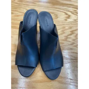 Vince Vero Cuoio Slip-On Women's 10 M Black Leather Block Peep Toe Sandals S27