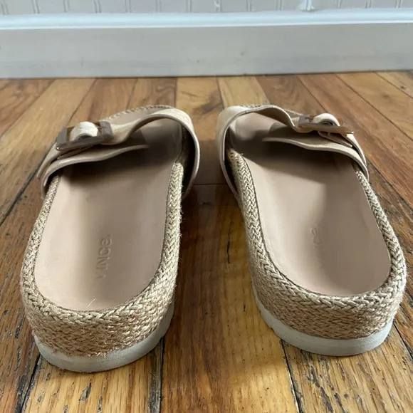 Vince Women's grant Tan suede big buckle Slide Sandals 8