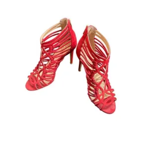 Vince Camuto Joshalan Strappy Red Suede Ankle Booties Size 7
