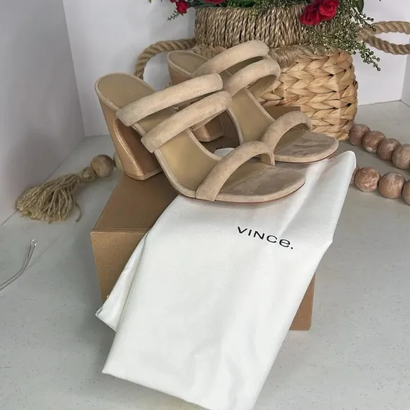 VinceWomen's Dara Slip On Strappy High Heel Sandals Sz 7.5
