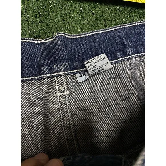 Vintage Akademiks New York Yankees Custom Embroidered Carpenter Jean Shorts 36
