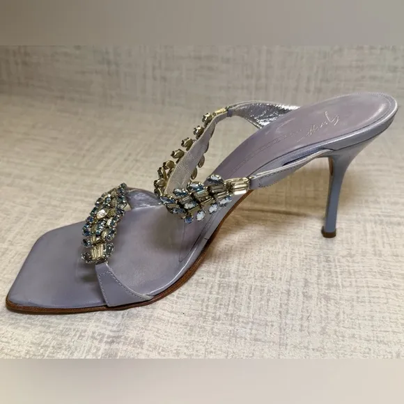 Vintage, Discontinued Giuseppe Zanotti Cleef Lavender Jewel Sandals, Size 7