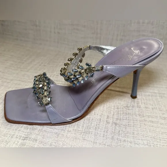 Vintage, Discontinued Giuseppe Zanotti Cleef Lavender Jewel Sandals, Size 7
