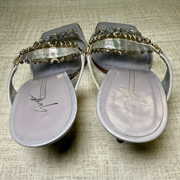 Vintage, Discontinued Giuseppe Zanotti Cleef Lavender Jewel Sandals, Size 7
